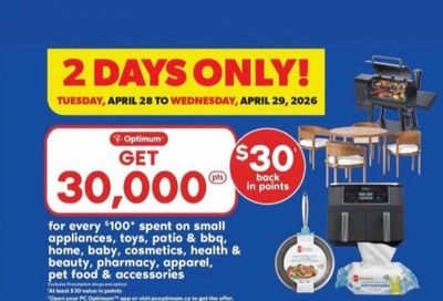 Real Canadian Superstore Ontario: Get 30,000 PC Optimum Points When You Spend $100 on General Merchandise April 28th & 29th