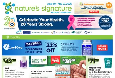 Nature's Signature Flyer April 30 to May 27