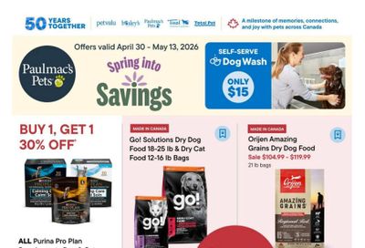 Paulmac's Pets Flyer April 30 to May 13
