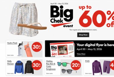 Sport Chek Canada Big Chek Event Flyer: Up to 60% off Select Brands and Styles