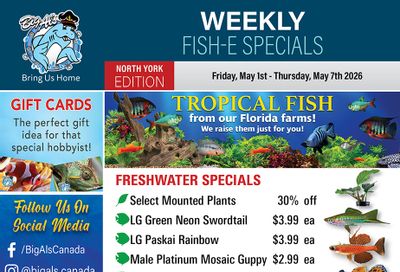 Big Al's (North York) Weekly Specials May 1 to 7