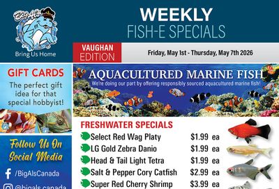 Big Al's (Vaughan) Weekly Specials May 1 to 7