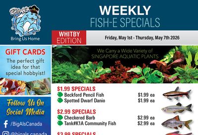 Big Al's (Whitby) Weekly Specials May 1 to 7