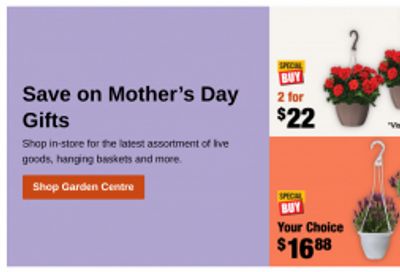 Home Depot Canada: Mother’s Day Gifts + Save 15% When You Buy 3 Appliances + More