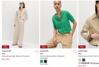 Marks and Spencer Canada: Save 20% on Womenswear and Lingerie + More