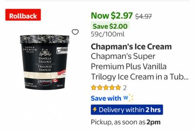 Walmart Canada: Chapman’s Super Premium Plus Ice Cream Free With $3 Mail Out Coupon