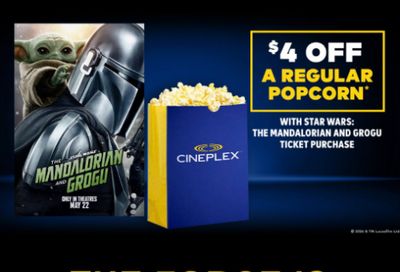 Cineplex Canada Star Wars Day Offer: Get $4 Off A Regular Popcorn When You Purchase a Ticket For Star Wars: The Mandalorian
