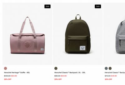 Herschel Canada: Sale up to 40% off + Last Chance Sale up to 60% off