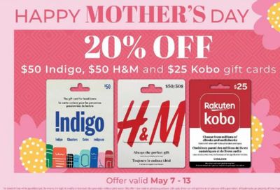 Food Basics and Metro Ontario: 20% off $50 Indigo, H&M, and $25 Kobo Gift Cards