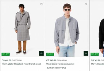 Lacoste Canada: Summer Kickoff Sale 30% off + Sale up to 50% off