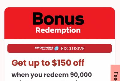 Shoppers Drug Mart Canada Loadable Offers: Get $150 Off When You Redeem 90,000 PC Optimum Points Today Only