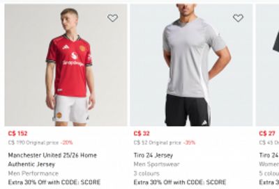 Adidas Canada: Extra 30% off Select Full Price and Sale Styles with Promo Code