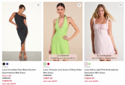 Lulus Canada: Extra 30% off Sale Styles with Promo Code + up to 70% off Outlet Styles