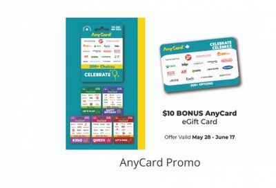 Walmart Canada AnyCard Promo: Get A $10 Bonus AnyCard eGift Card When You Buy a $50 AnyCard Gift Card May 28th – June 17th