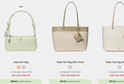 Kate Spade Outlet Canada: up to 70% off + Extra 20% off + Extra 10% off Your Entire Purchase