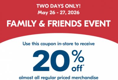 Shoppers Drug Mart Canada Family & Friends Event May 26th and 27th: Save 20% on Regular Priced Merchandise + More