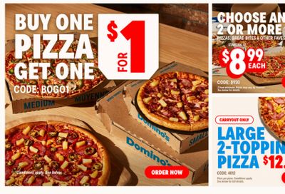 Domino’s Pizza Canada: Buy One Pizza Get One For $1
