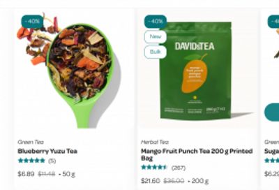 DAVIDsTEA Canada Sunshine Sale: 40% off Select Teas and Accessories + More