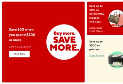 Staples Canada: Save $50 When You Spend $200 With Promo Code Until June 3rd