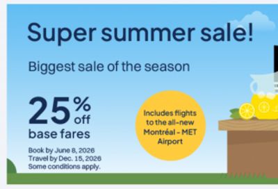 Porter Airlines Canada Super Summer Sale: Get 25% off Base Fares