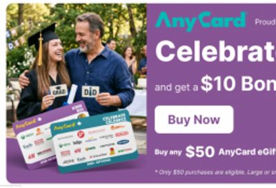AnyCard Canada Father’s Day Offer: Buy Any $50 AnyCard eGift Card and Get a $10 Bonus