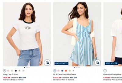 Old Navy Canada: All Activewear on Sale + Extra 20% off Your Purchase + Clearance up to 85% off
