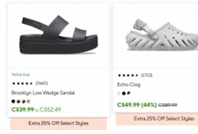 Crocs Canada: Summer Favourites up to 50% off + Extra 25% off Select Styles