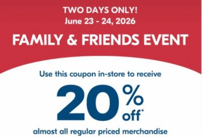 Shoppers Drug Mart Canada Family & Friends Event June 23rd & 24th: Save 20% on Regular Priced Merchandise