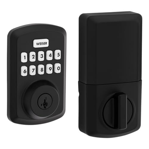 Weiser Powerbolt 3 Matte Black Keyless Entry Door Lock/Deadbolt Lock, 10-Button Keypad Door Lock with Auto Lock and 12-Month Battery Life, Electronic Door Locks for Front Door, Home Décor $57.15 (lowest)