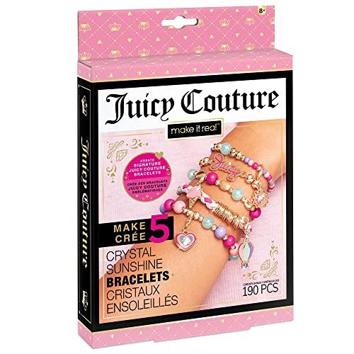 Make It Real - Juicy Couture Mini Crystal Sunshine DIY Charm Bracelet Making Kit Friendship with Swarovski Charms Arts & Crafts Bead for Girls Makes 5 Bracelets, Pink (4433)