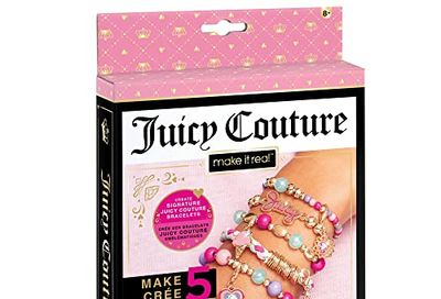 Make It Real - Juicy Couture Mini Crystal Sunshine DIY Charm Bracelet Making Kit Friendship with Swarovski Charms Arts & Crafts Bead for Girls Makes 5 Bracelets, Pink (4433)