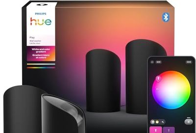 Philips Hue Play Smart Wall Washer, 2-Pack, Black, White & Color LED Lights with ColorCast Technology, Wall Washer Lighting Compatible with Bluetooth