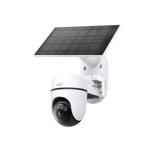 Tapo Solar-Powered Pan/Tilt Outdoor Security Camera Kit, Wireless, 2K 3MP, 360° AI Tracking, No Monthly Fee, Person Detection, Color Night Vision, SD/Cloud Storage 512GB, Works w/Alexa & Google Home