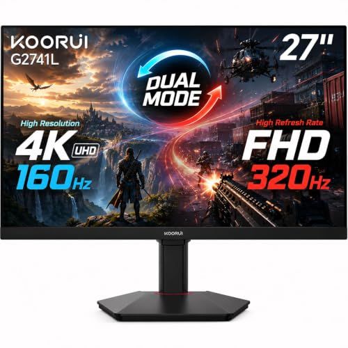 [Monitor] KOORUI 27 Inch 4K UHD Gaming Monitor, IPS Display, 160Hz/320Hz Dual Mode, HDMI 2.1, 1ms Response, Adaptive Sync, PIP/PBP, G2741L ($599.99 - $340 = $259.99) [Amazon]