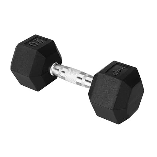 Yes4All Hex Dumbbell with Chrome Grip, Single Hand Weight for Strength Training - 20 lbs