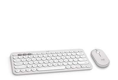 Logitech Pebble 2 Combo for Mac, Wireless Keyboard and Mouse, Slim, Quiet and Portable, Customizable, Bluetooth Mouse and Keyboard, Easy-Switch, for macOS, iPadOS - Tonal White
