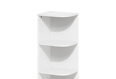 Furinno PASIR Book Shelf, 3-Tier Corner Bookshelf, Open Shelves Bookcase 9.3 x 12 x 31.5, for Living Room, Bedroom, Home Office, White