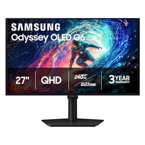 SAMSUNG 27 inch Odyssey G6 QHD OLED Gaming Monitor 240Hz 0.03ms HDR10+ Gsync Freesync DP + HDMI - (LS27HG612SNXZA) $498 (lowest)