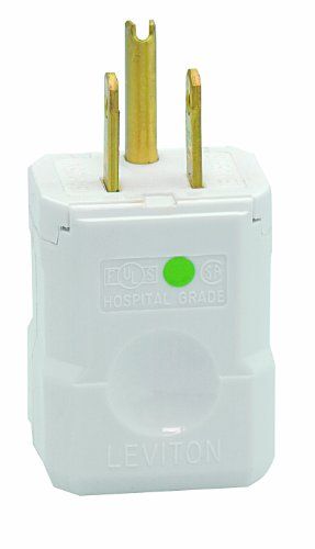Leviton Straight Blade Plug, 15 Amp, 125 Volt, Hospital Grade, 8256-V, White