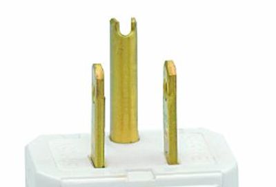 Leviton Straight Blade Plug, 15 Amp, 125 Volt, Hospital Grade, 8256-V, White