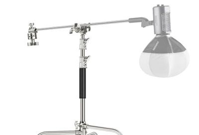 NEEWER Stainless Steel Heavy Duty C Stand with Swivel Casters, 43"-73"/110-186cm Photography Light Stand with 33"/83cm Boom Arm, 2 Grip Heads for Studio Monolight, Softbox, Reflector, SC186W