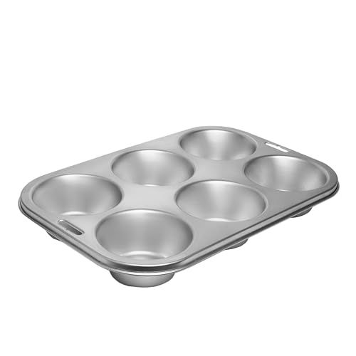 Fox Run Muffin and Cupcake Pan, Giant, 6 Cup, Stainless Steel