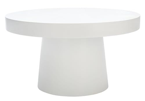 Safavieh Home Collection Jaria White Paper Mache Round Coffee Table (Fully Assembled) COF3000A, 31.6" W x 31.6" L x 17.8" H