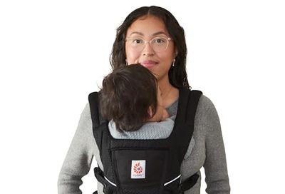 Ergobaby Alta Hip Seat Baby Carrier for Babies and Toddlers 4-48 Months (12-45 lbs) - 3-Position Convertible Ergonomic Baby Carrier with Storage Pocket, Sun Hood, Hip-Healthy Positioning - Onyx Black