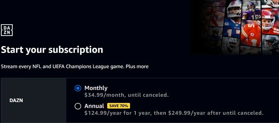 Amazon.ca: DAZN Annual Subscription - $124.99