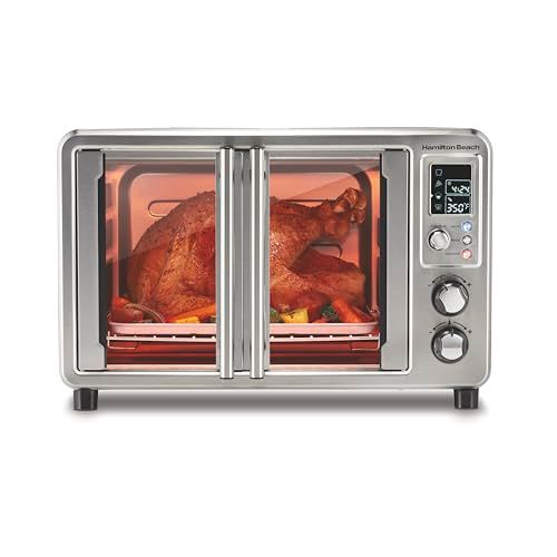 Hamilton Beach Sure-Crisp 6-in-1 XL Air Fryer Oven with French Doors, 6-Slice Capacity, Fits 12 Inch Pizza, Air Fry, Bake, Broil, Toast, Rapid Reheat, Stainless Steel (31191)