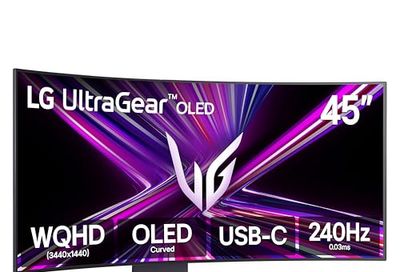 LG Ultragear 45GX900A-B 45" OLED Curved Gaming Monitor – WQHD, 240Hz, 0.03ms, G-SYNC, FreeSync, USB-C PD 65W, HDMI 2.1, DCI-P3 98.5% $1043.98 (lowest)