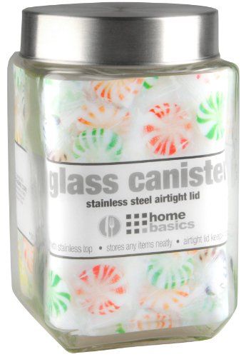 HOME BASICS Glass Jar, Square, Large