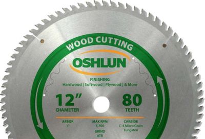 Oshlun SBW-120080 12-Inch 80 Tooth ATB Finishing Saw Blade with 1-Inch Arbor