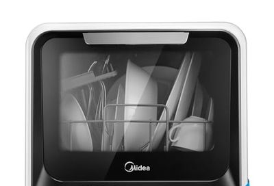 Midea MDC17P0ABB Portable Countertop Mini 5L Built-in Water Tank, No Hookup Needed, 6 Programs, 360° Dual Spray, 162℉ High-Temp& Air-Refresh Function, Dishwasher for Apartments& RVs, Black